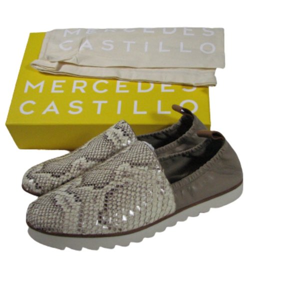 Mercedes Castillo Charlete2 Snake Print Slip On 9 Women Loafer Shoes Leather NEW - Picture 1 of 9